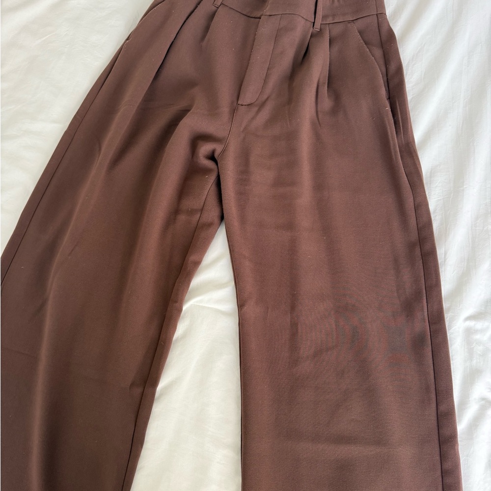 Abercrombie & Fitch Wide Leg Pants in Chocolate Brown